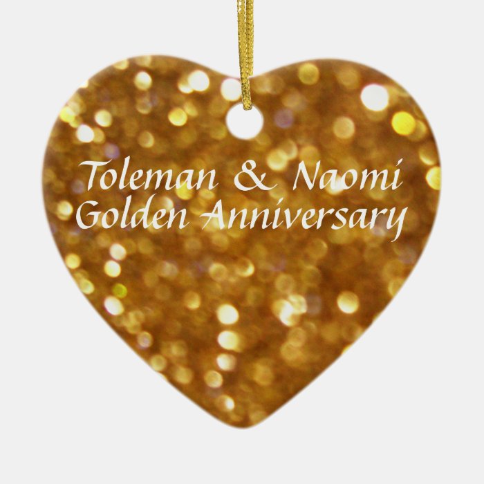 Modern Bright 50th Golden Wedding Anniversary Ornaments