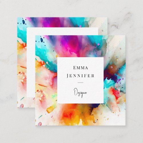 Modern bright Abstract Painted Pattern  Square Business Card