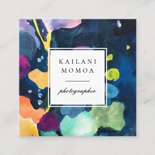 Modern Bright Abstract Painted Pattern Square Business Card