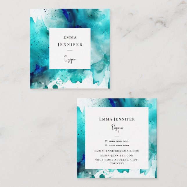 Modern bright Abstract Painted Pattern  Square Business Card (Front/Back)