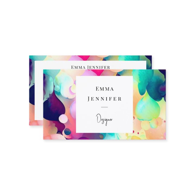 Modern Bright Abstract Pink Painted Pattern  Business Card (Front/Back In Situ)