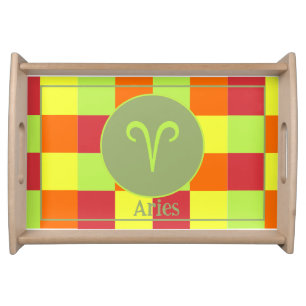 Modern Bright Aries Zodiac Serving Tray