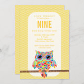 Modern Bright Birthday Party Rainbow Owl Invite (Front/Back)