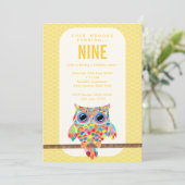 Modern Bright Birthday Party Rainbow Owl Invite (Standing Front)
