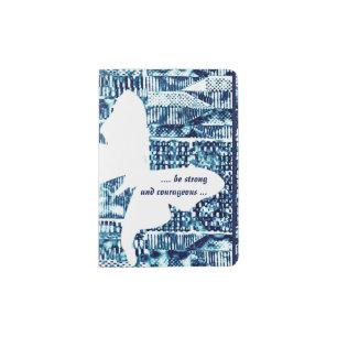 Modern Bright Blue Bold Boshi Shibori Luna Moth Passport Holder
