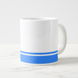 Modern Bright Blue Bottom Racing Stripes On White Giant Coffee Mug