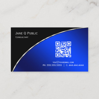 Modern Bright Blue QR Elegant Professional Business Card
