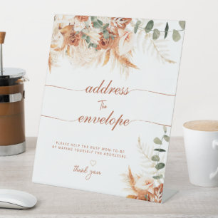 Modern Bright Boho Address the Envelope Shower Pedestal Sign