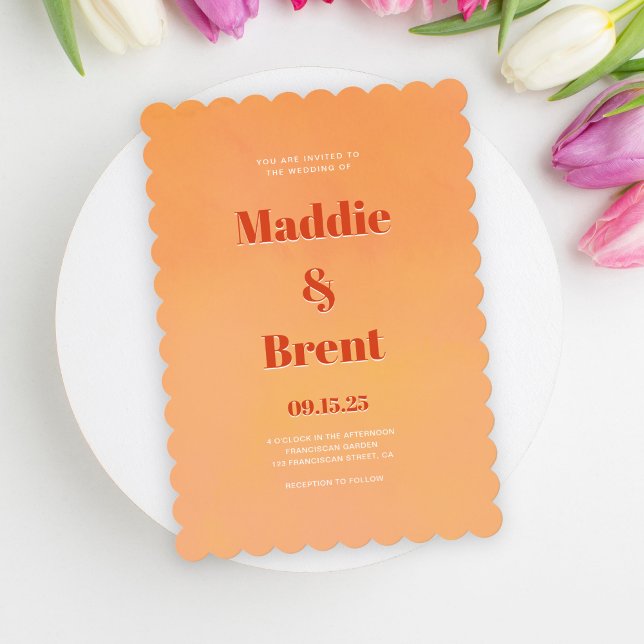 Modern Bright & Bold Gradient Orange Wedding Invitation (Creator Uploaded)