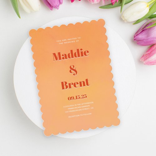 Modern Bright  Bold Gradient Orange Wedding Invitation