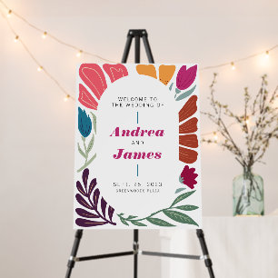 Modern Bright & Bold Retro Floral Wedding Welcome Foam Board