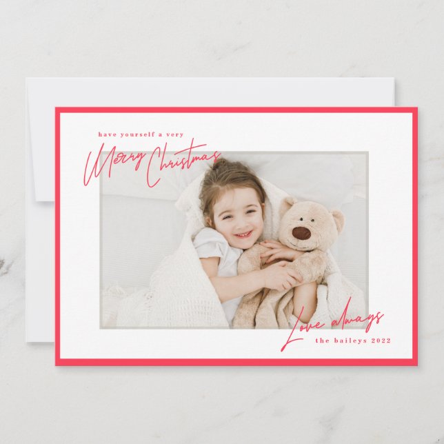 Modern Bright Border Handwritten Christmas Script (Front)