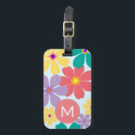 Modern Bright Cheerful Flower Pattern Monogrammed Luggage Tag<br><div class="desc">Bright and colorful floral pattern monogram summery tag.</div>