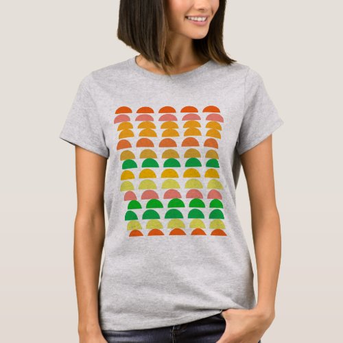 Modern Bright Citrus Geometric Shapes Design T_Shirt