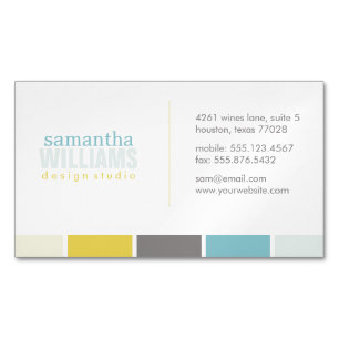 Modern Bright Color Blocks Business Card Magnet