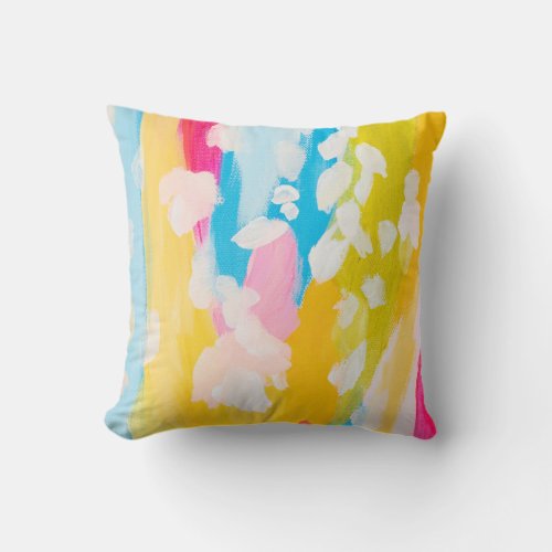 Modern bright color Painting Spring Design Throw Pillow
