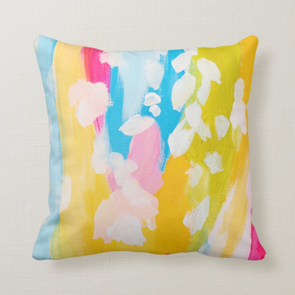 Modern bright color Painting Spring Design Throw Pillow