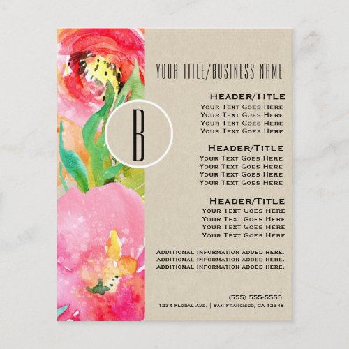 Modern Bright Colorful Floral Watercolor Flyer