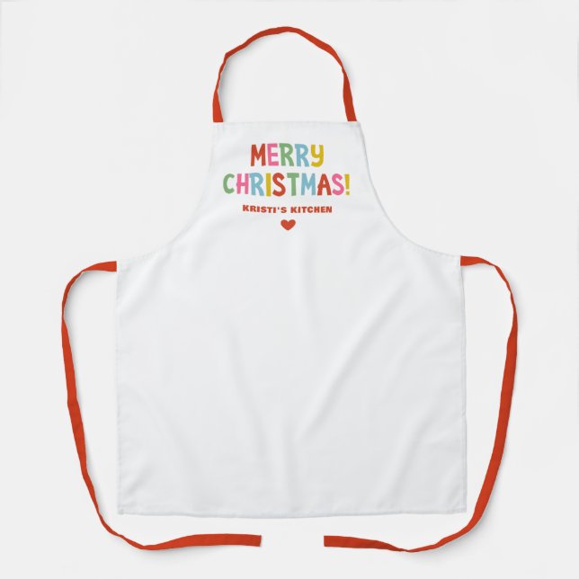 Modern Bright Colorful Merry Christmas Apron (Front)