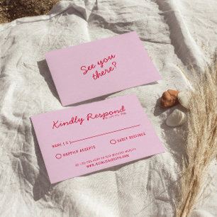 Modern Bright Colorful Retro Fun Funky Wedding RSVP Card