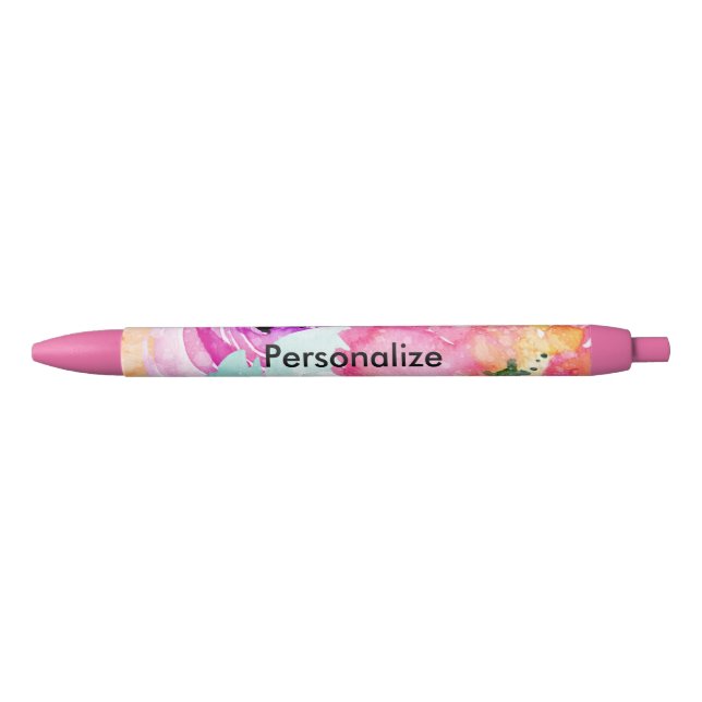 Modern Bright Colorful Spring Floral Watercolor Pen (Front)