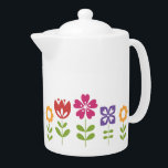Modern Bright Colorful Spring Flowers Teapot<br><div class="desc">Rows of flowers in bright bold colors.</div>