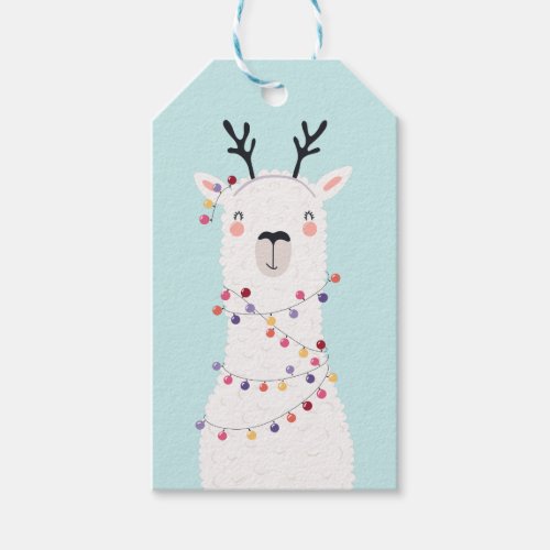 Modern Bright Colors Christmas Llama Personalized Gift Tags