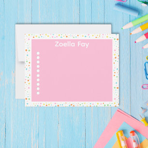 Modern Bright Colors Confetti Dot Note Card