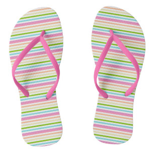 Modern Bright Colors Pink Red Yellow Blue Green Flip Flops