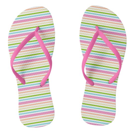 pink and green flip flops