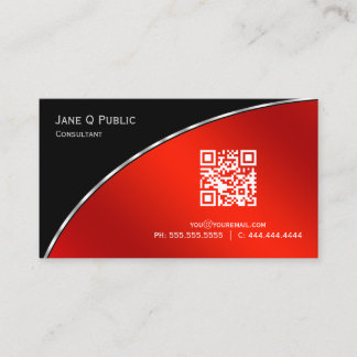 Modern  Bright Crimson QR Elegant Professional Business Card