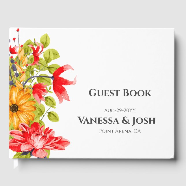 Modern Bright Floral Guest Book (Front)