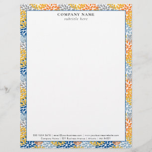 Modern Bright Floral Pattern Company Name Details Letterhead