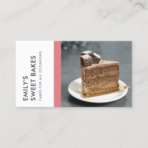 MODERN BRIGHT FUN BRIGHT PINK BAKERY CHEF PHOTO BUSINESS CARD