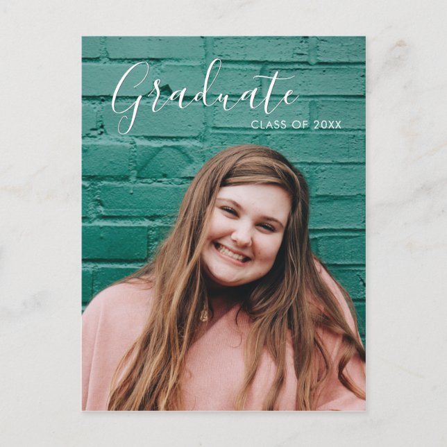 Modern Bright Fun Editable Photo Graduation Announcement Postcard (Front)