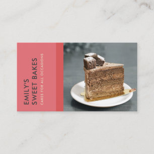 MODERN BRIGHT FUN RED PINK BAKERY CHEF PHOTO BUSINESS CARD