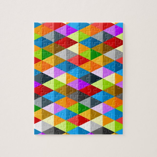 Modern bright funky colorful triangles pattern jigsaw puzzle (Vertical)