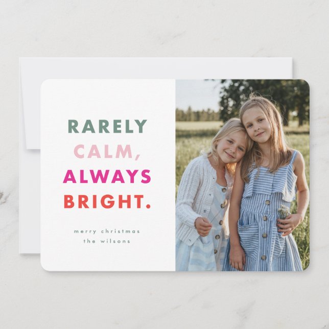 Modern Bright Funny Colorful Photo Holiday Card (Front)