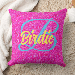 Modern Bright & Glitter Pink Color - Personallised Throw Pillow
