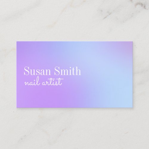 Modern bright gradient purple  blue nail artist business card
