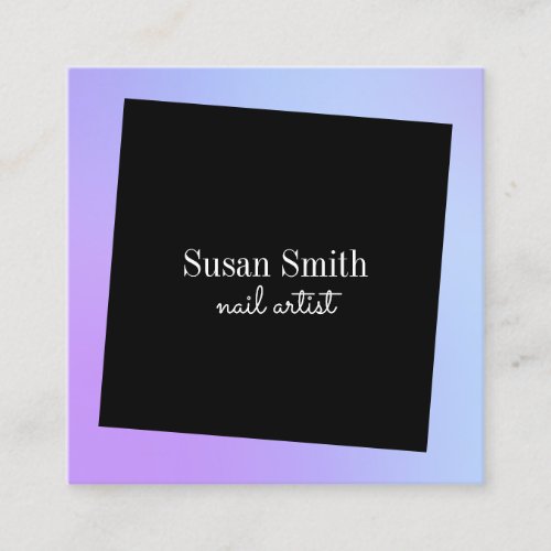Modern bright gradient purple  blue nail artist   square business card
