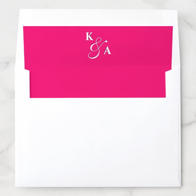 Modern Bright Hot Pink Monogram Bold Wedding  Envelope Liner (In Envelope)