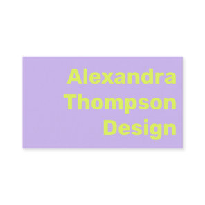 Modern Bright Lavender Chartreuse Bold Simple Business Card