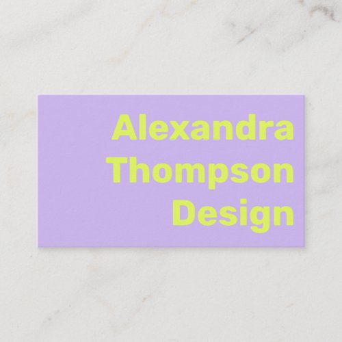 Modern Bright Lavender Chartreuse Bold Simple Business Card