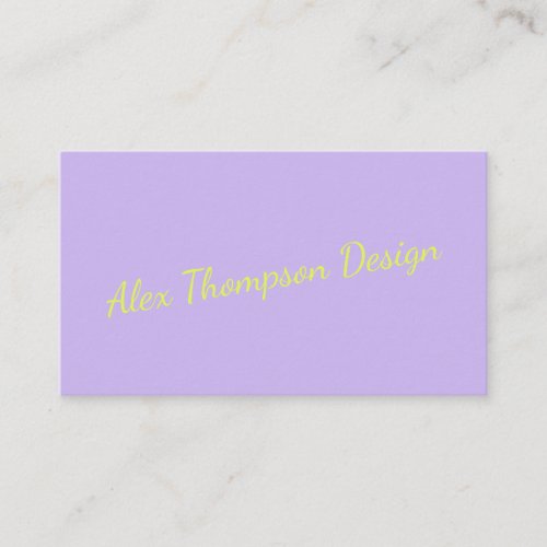 Modern Bright Lavender Chartreuse Script  Business Card