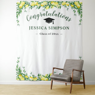 Modern Bright Lemons Greenery Photo Backdrop