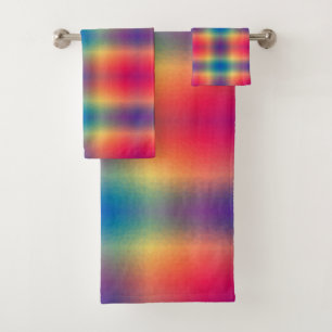 Modern Bright Multi Colored Pattern Bath Towel Set