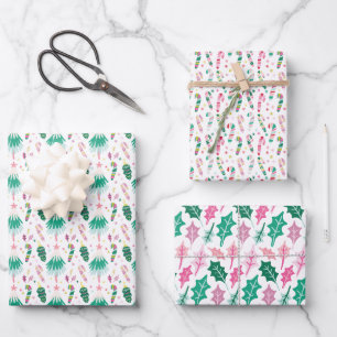Modern Bright Multicolored Whimsical Christmas Wrapping Paper Sheets