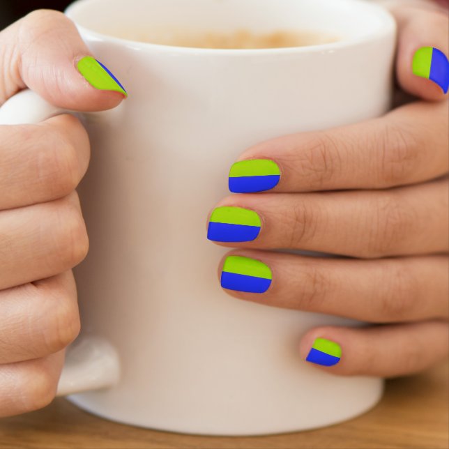 Modern Bright Neon Blue Green Minx Nail Art (Insitu - Mug)