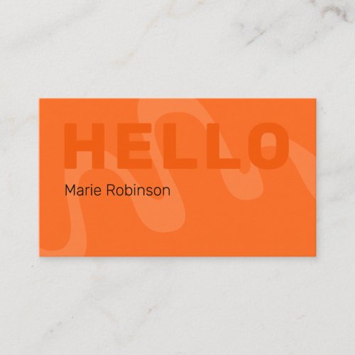 Modern Bright Orange Abstract Wave Hello Business Card